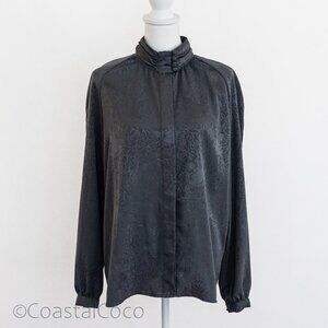 Vintage Christie & Jill Black Floral Jacquard Blouse 14 Baroque Goth Romantic